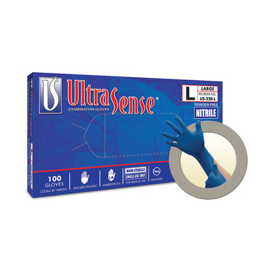 Microflex Ultrasense Powder-Free Nitrile Gloves, X-Small, 100/Box, Blue
