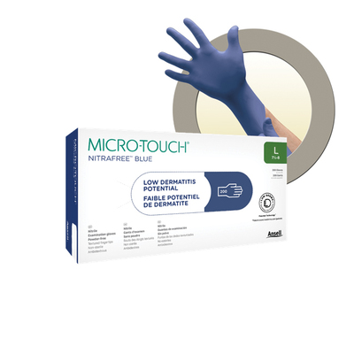 MicroTouch NitraFree Blue Large Nitrile Powder-Free Gloves Bx/200