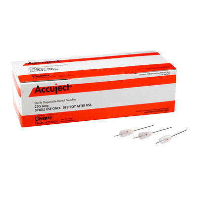 Accuject 25ga Long (100) - Red Plastic Hub Needles ****Temporarily Unavailable; Sub 362sd01 - 25 gauge Long Red Plastic Hub Needles 38mm Bx/100****
