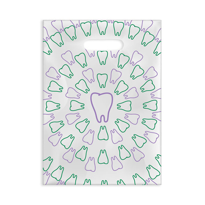 Bags Scatter Tooth Swirls 7"x10" Purple/Green Clear Plastic (100)