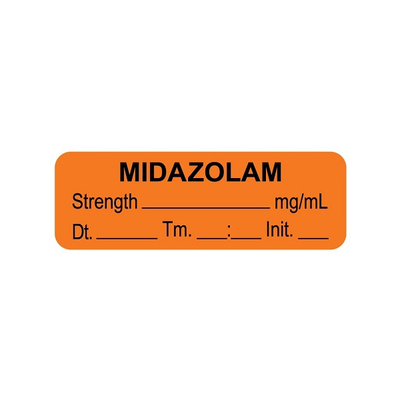 Drug Syringe Label - Midazolam Orange (Roll of 762)