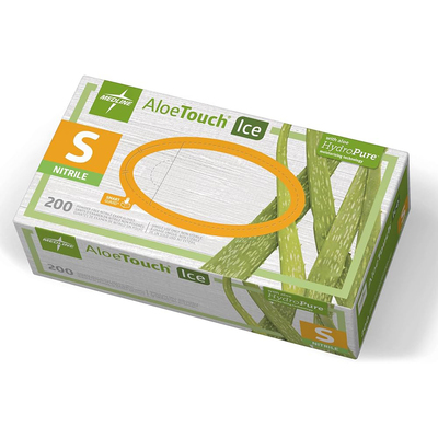 AloeTouch Ice Nitrile Small Powder-Free Green Bx/200 Gloves