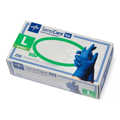 SensiCare Ice Large Powder-Free Nitrile Blue Gloves BX/250