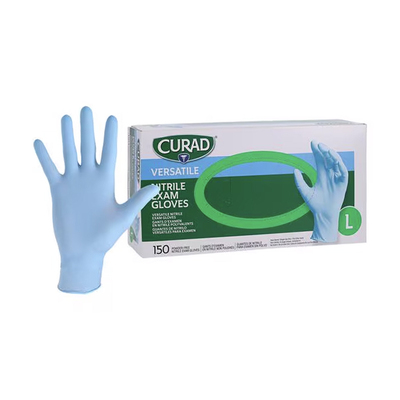 Curad Textured Nitrile Powder-Free Large Blue Bx/150 Gloves