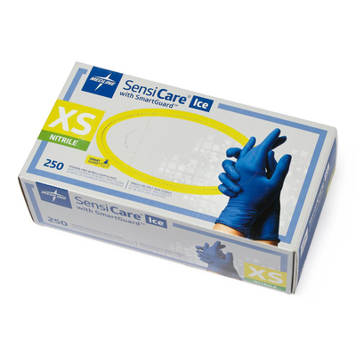 SensiCare Ice X-Small Powder-Free Nitrile Blue Gloves BX/250