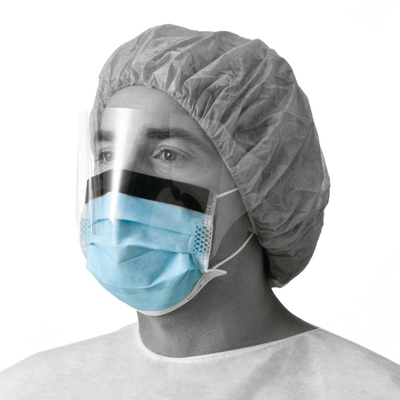 Facemask w/ Shield Blue Earloop Level 1 Bx/25