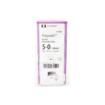 Suture 5-0 Undyed C1 Polysorb, Absorbable 18" (36)