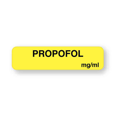 Drug Syringe Label - Propofol Mg/Ml Yellow (Roll of 760)