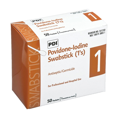 Povidone Iodine 10% Swab Stick Individually Wrapped Bx/50