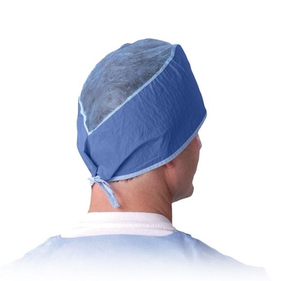 Surgeons Cap Blue Multi Layer Disposable Tie-Back Bx/100