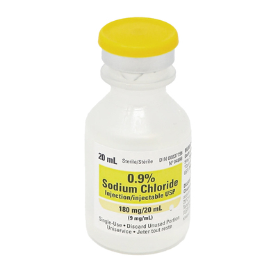 Sodium Chloride 0.9% for 20ml Injection, No Preservative, Package of 25