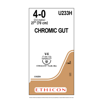 Suture 4-0 Chromic Gut 27" V5 Bx/36