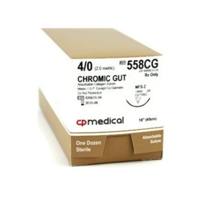 Sutures 558CG 4-0 Chromic Gut 18" NFS-2 Needle Bx/12