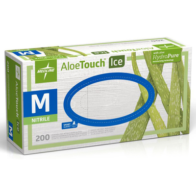 AloeTouch Ice Nitrile Medium Powder-Free Green Bx/200 Gloves