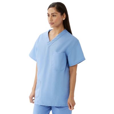 Scrub Top Large Ceil Blue V-Neck 4-Pocket Reversal Angelstat (1)