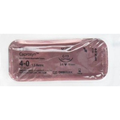 Suture 4-0 Colourless C13 Caprosyn, Absorable 30" Bx/36