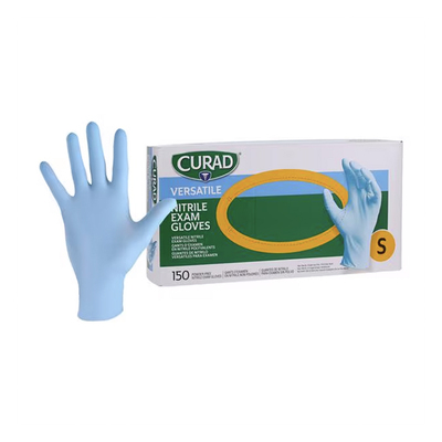 Curad Textured Nitrile Powder-Free Small Blue Bx/150 Gloves