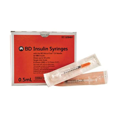 Syringe Insulin .5ml with 28ga x 0.5" Lo-Dose Micro-Fine Sterile Bx/100