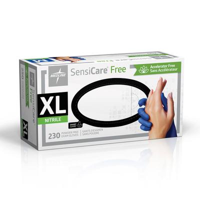 SensiCare Free, Accelerator Free, X-Large Powder-Free Nitrile Blue Gloves 230/Bx