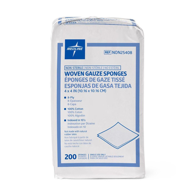 Gauze Sponge 8-ply 4" x 4" (200) Non-Sterile