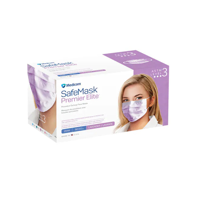 SafeMask Premier Elite Lavender (50) Earloop ASTM 3