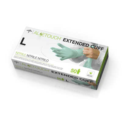 AloeTouch 12" Nitrile Large Powder-Free Green Bx/50pair Gloves