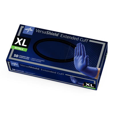 Versashield Ext Cuff 12" X-Large Powder-Free Nitrile Blue Bx/50 Gloves