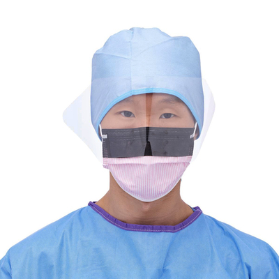 Facemask w/ Shield Purple Stripe Earloop Level 3 Bx/25