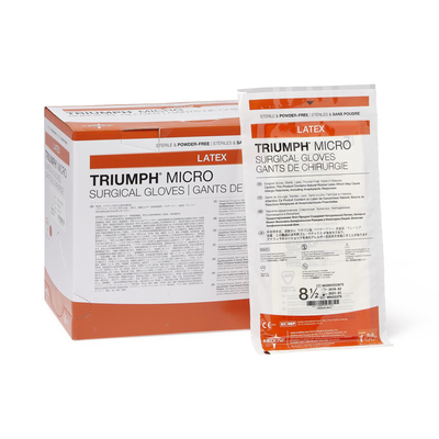 Triumph Micro Size 8.5 Sterile 50 Pairs White Powder-Free Latex Surgical Gloves