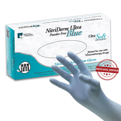 Nitriderm Ultra Blue Powder-Free X-Large Synthetic Gloves Bx/100