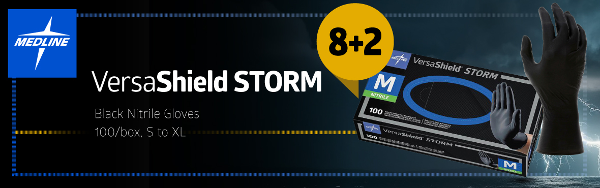 Medline VersaShield Storm Black Gloves: Buy 8, Get 2 FREE!